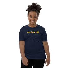 Load image into Gallery viewer, Restored. Youth Short Sleeve T-Shirt